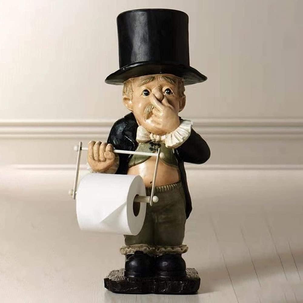 Toilet Roll Holder, Spoof Toilet Butler Resin Nose Pinch Ornament Roll Resin Ornament Toilet Paper Holder for Bathroom Kitchen Bathroom