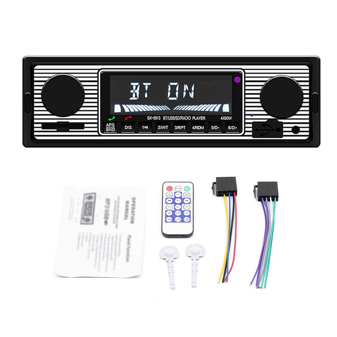 Autoradio Bluetooth BOOMBOOST – MP3 USB/SD/AUX/FM, Appel Mains-Libres, Télécommande, 4x45W