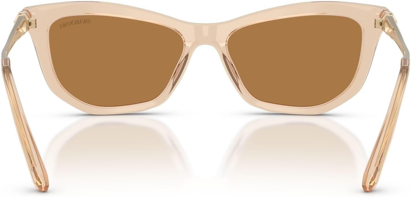 Swarovski Women's SK6057F Low Bridge Fit Cat Eye Sunglasses, Transparent Beige/Bronze, 56 mm