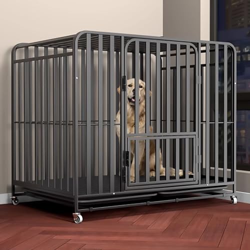 頑丈な犬用クレート、犬小屋大型屋内、犬用クレート家具、六面亜鉛メッキ角管補強、これまで以上に暖かい(単色 125x95x110cm)
