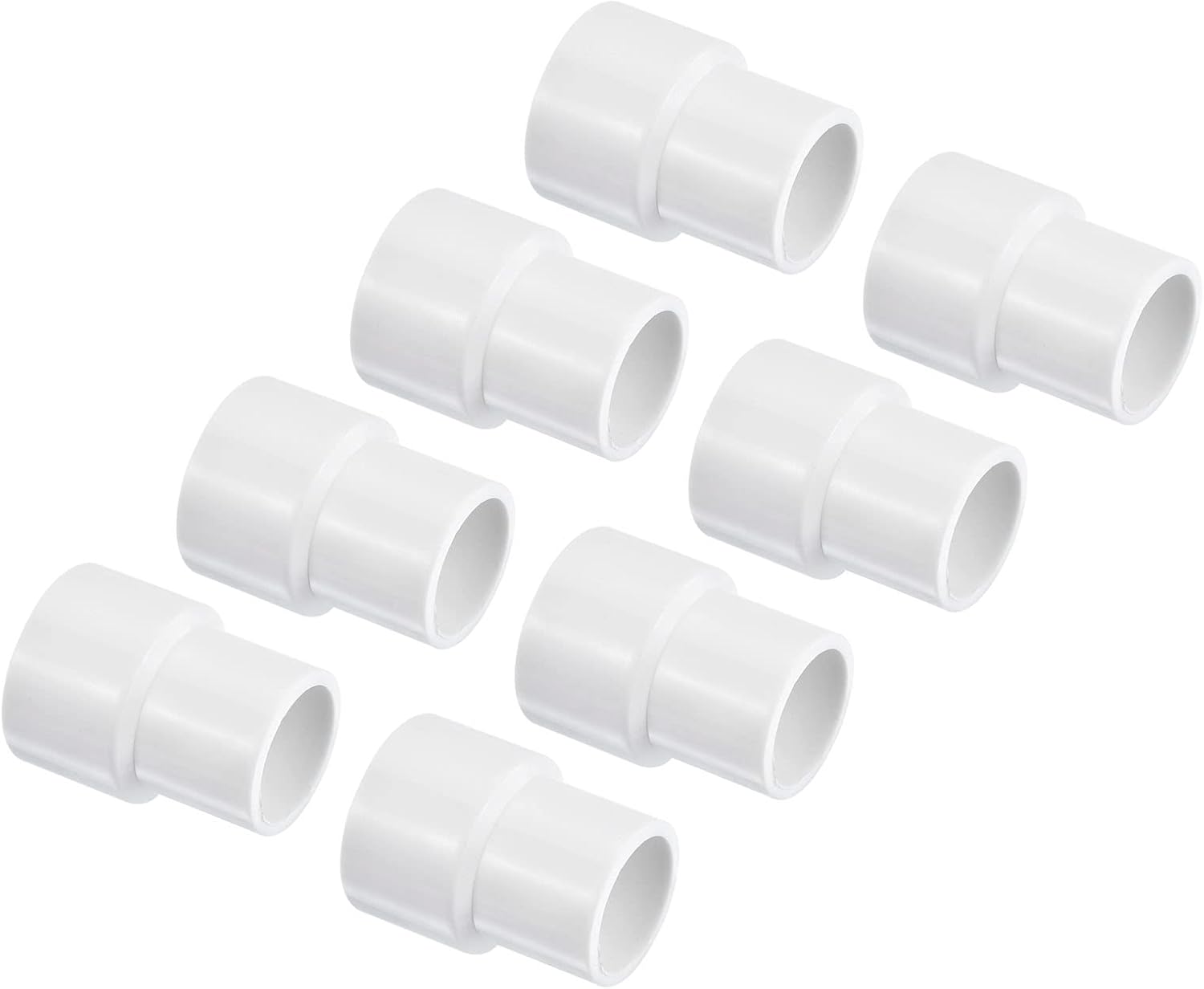 PATIKIL PVC Reducer Pipe Fitting 25mm to 20mm ID, 8 Pack Straight Coupling Adapter Connector, White