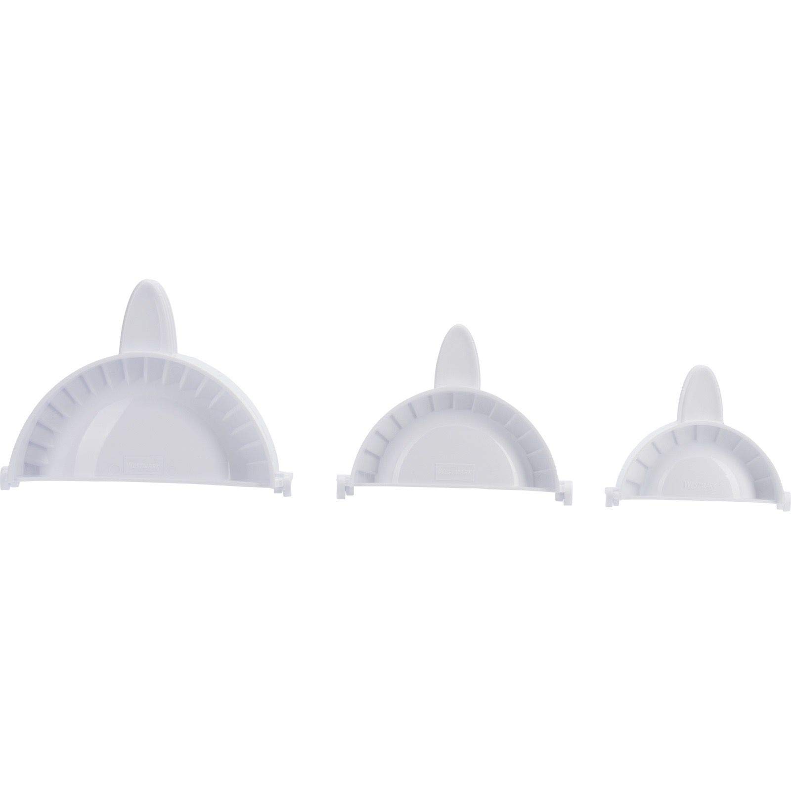 Westmark Set para hacer Raviolis/Empanadas, Cortador de 3 piezas, Ø 9,5/12/15,5 cm, Libro de recetas, Plástico, Blanco, 61342260