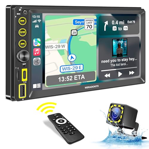 WSRADIOKITS 7-Zoll Digital Media-Receiver, Doppel Din Radio mit Bildschirm,CarPlay&Android...