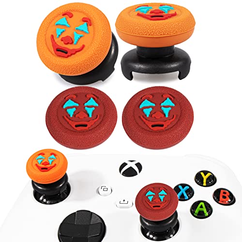 Image of FPS Thumbstick Extender &Texture Rubber Silicone Grip Cover 4 Sets for Xbox Series X /S & Xbox One Controller(Joker Red+Orange)