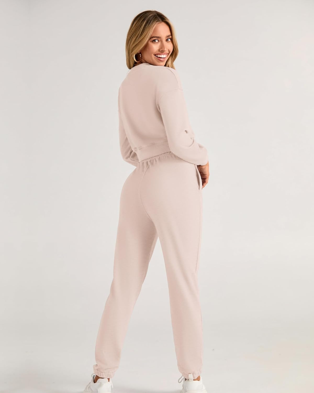 BTFBM Women 2 Piece Outfits Long Sleeve Crop Top Pullover Drawstring Pant Jogger Set Casual Sweatsuits Tracksuit Pockets - Image 6