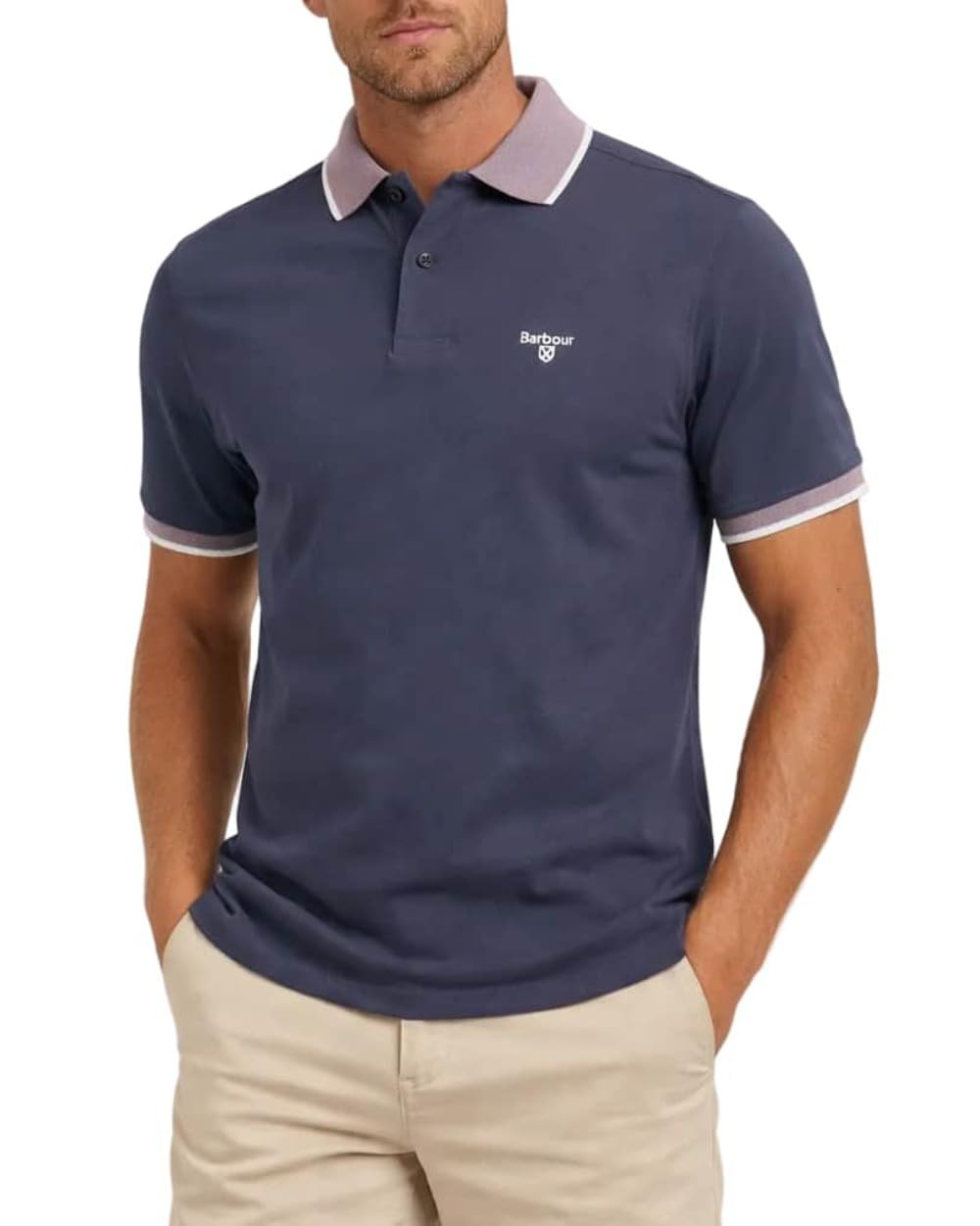 Barbour Men's Polo Shirt M Navy 100% Cotton