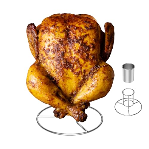 SafBbcue Thanksgiving Turkey Roaster Beer Can Chicken Holder Stainless Steel Chicken Stand for Smoker Grill Oven and BBQ, Turkey Rack Stand for Pit Barrel Smoker, Big Green Egg, Weber Grill
