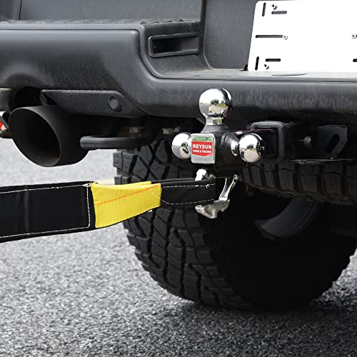 Image of Trailer Hitch Tri-Ball Hitch with Hook, Tactical Tow Ball Hitch, Fits 2-inch Hitch Receiver, Chrome Triple Balls with Hitch Pin and Clip