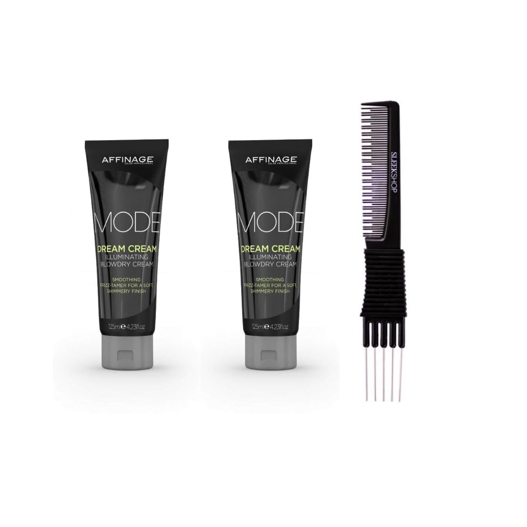 yper Asp Mode Dream Cream Illuminating Blow-Dry Cream (4.23 oz) with Teasing Comb Pack 2, Black