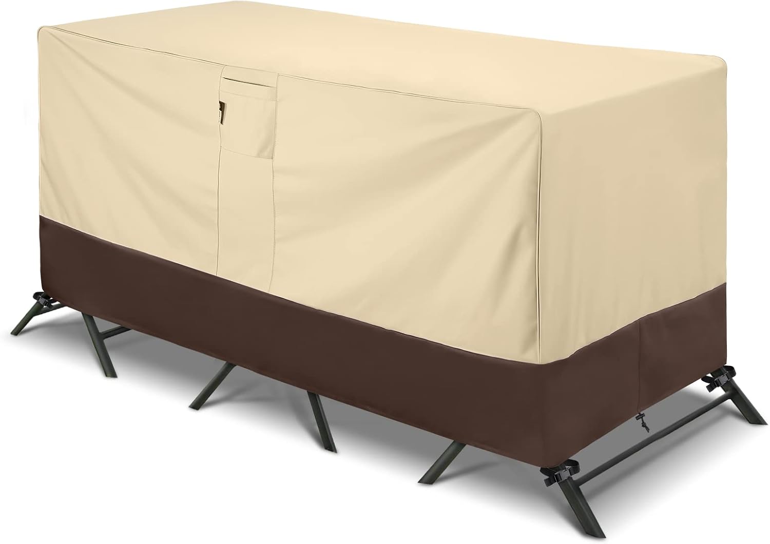 Patio Bistro Cover, Waterproof Outdoor Furniture Cover, Heavy Duty Patio Bar Table and Chairs Covers, 80"L x 32"W x 30"H, Beige & Brown Bistro: 80"L x 32"W x 30"H Bistro