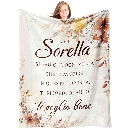 Giftasy Regalo Sorella - Idea Flanella Coperta Dolce 157 x 132cm, Regali Sorella Compleanno, Regalo per Donna Compleanno Utile