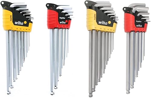 Wiha 66992 MagicRing - Juego de llaves hexagonales en L 22 piezas y 66982 ErgoStar Ball End Hex L-Key pulgadas y métricas 22 piezas