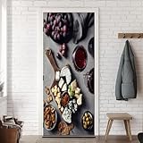 Pegatina Puerta Comida de Frutas Murales Puertas Autoadhesivo Pegatinas para Puertas Comida Gourmet Puerta Pared Mural 3D Interiores Decorativas Papel Pintado Pegatinas de Pared 85x200 cm m.2856