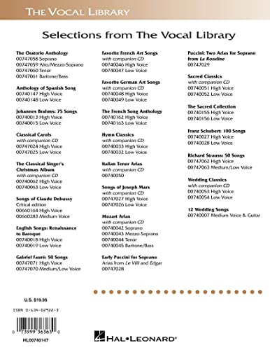 Anthology of Spanish Song High Voice | Vocal Collection 50 Art Songs in Spanish | Classical and Traditional Spanish Songs for Soprano | Essential Sheet Music for Vocalists