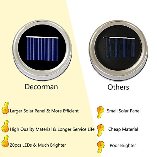 image for Decorman Solar Mason Jar Lid Lights, 6 Pack 20 LED Waterproof String F