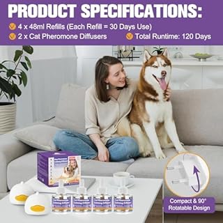 SLE Feromoni per Cani Calmante (2 Diffusore + 4 Ricaricha) Risolve i Problemi di Marcatura con L'urina, Comportamento di Abbaiare, Ricarica del Cani Diffusore del Feromone All'Ansia Rimani più Calmo