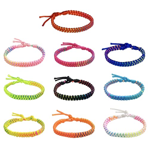 Lot de 10 bracelets d'amitié tressés faits à la main pour enfants Multicolore Bracelets d'amitié réglables pour poignet de cheville Cover
