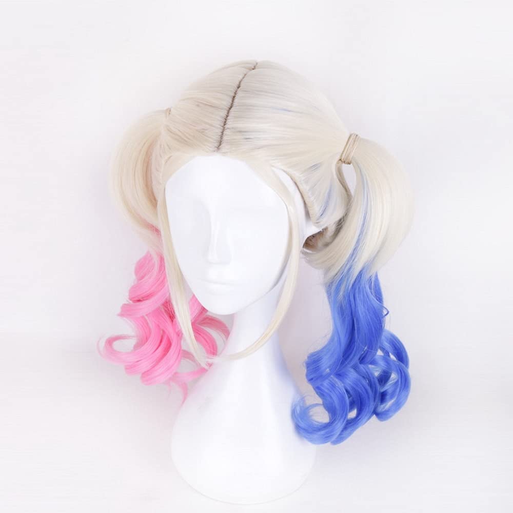 ydound Anime Coser wig Harleen Quinzel Suicide Squad Joker Wig Cosplay Costume Harley Quinn Women Synthetic Hair Halloween Party Wigs+ Free Wig Cap