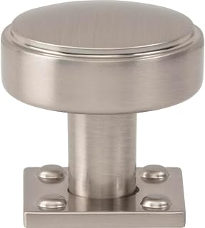 Atlas Homewares Benning Knob with Backplate 1 1/4 Inch (1 Inch Backplate) Brushed Nickel