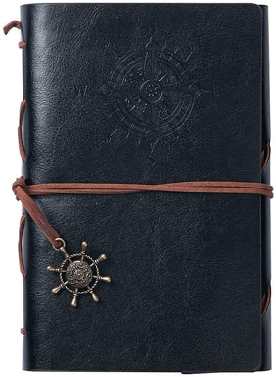 DANNMPX Cuaderno Cuaderno A6 Cuaderno De Diario De Escritura De Cuero Náutico Vintage, Diario De Viaje En Relieve Diario Recargable Cuaderno De Espiral Libreta(A)