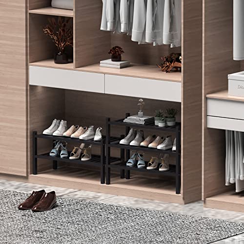 image for ROMGUAR CRAFT 3 Tier (Thick) Bamboo Shoe Rack for Entryway, Small Wood