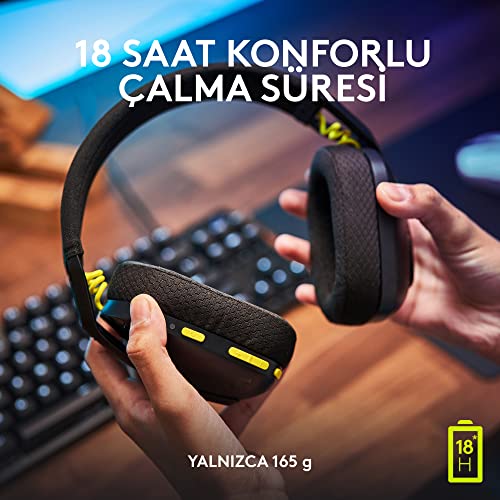 Logitech G435 LIGHTSPEED & Bluetooth Wireless Gaming Headset - Ultra Lightweight 165g over-ear headphones, built-in mics, 18h battery, compatible with Dolby Atmos, PC, PS4, PS5, Mobile - Black