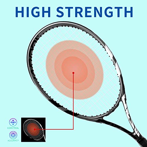 Tennis Rackets for Adults, Pre-Strung 27 Inch Tennis Racquets, Lightweight Tennis Racket Set-2 Player Tennis Racket Set with 3 Balls,2 Grips, 2 Vibration Dampers- Grey by KUIWA - Used condition - Image 4