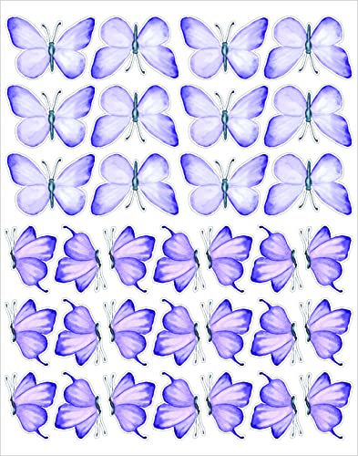 Kit 4 Cartelas Adesivos Decorativo Quarto Borboletas Coloridas Aquarela