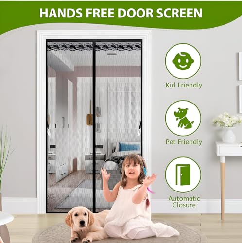 Image of Twolight Polyester Magnetic Mosquito Net for Door | Mosquito Curtain for All Door Types | Auto-Closing Insect Screen to Keep Mosquito Out (Black, Size-210 x 100 Cms)