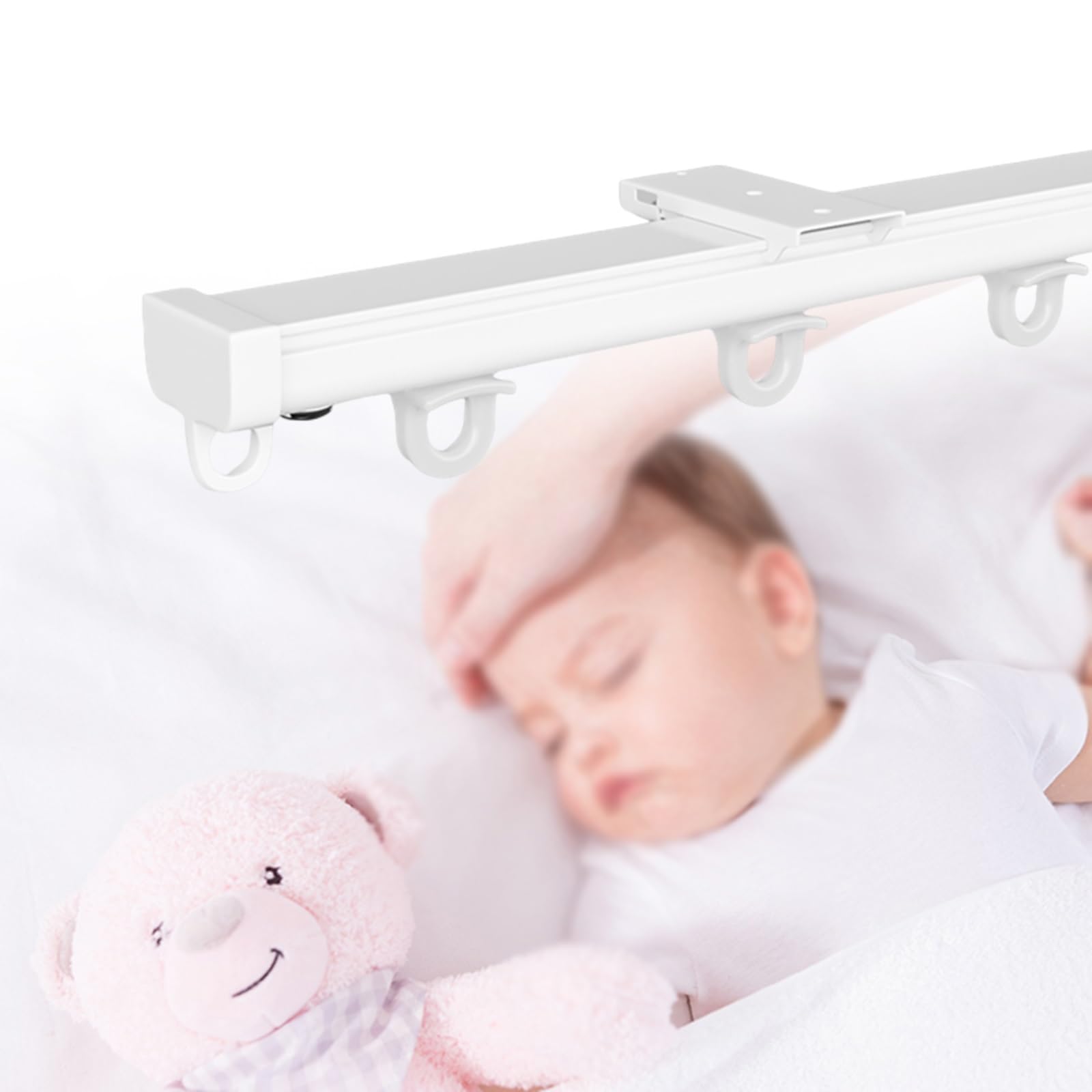 Gardinenstange für Vorhänge, besonders dünn, Aluminium, leise, 1 m, 6 m, ideal für Balkon, Schlafzimmer, kleine Räume, Weiß, 480 cm (4 x 120 cm) :