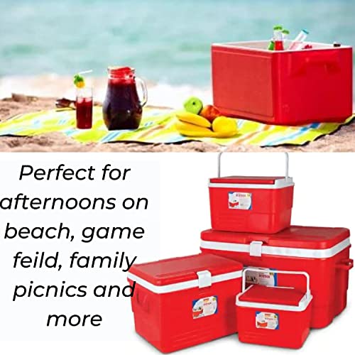 Image of Plastic Insulated Icebox Chiller Icebox Cooler Icebox Chiller Ice Packs Freezer Cooler Box Travel Picnic (25 Litre, Blue)