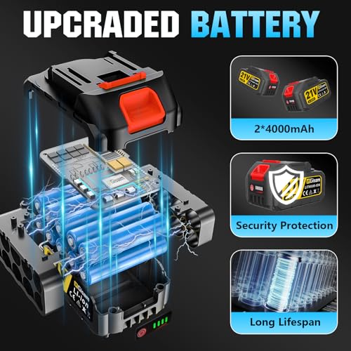 2 in 1 Cordless Pole Saw for Makita 18v, 8 Inch Brushless Electric Cordless Chainsaw & Pole Chainsaw, Extend Pole to 4.2m, 2×4.0ah Battery & 180° Adjustable Head, for Tree Trimming & Cutting Branches