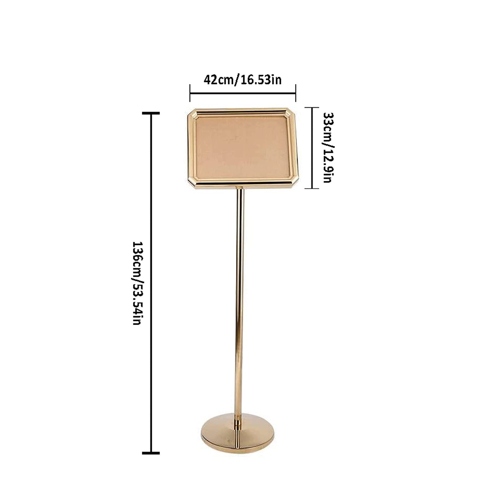 Restaurantes Soporte de pantalla Soporte de signo de pie de suelo de oro, soporte de cartel con esquina de trabajo pesado Pedo de pedestal Signo de signo para anuncio boda Soporte de cartel