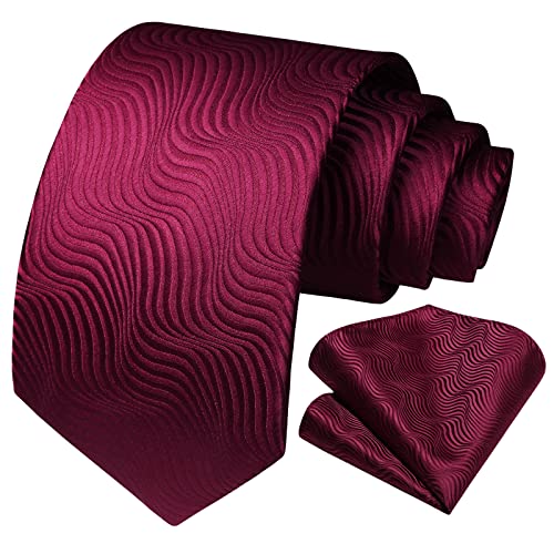 Image of HISDERN Ties for Men Solid Houndstooth Neckties Handkerchief Formal Business Tie & Pocket Square Set Wedding Party