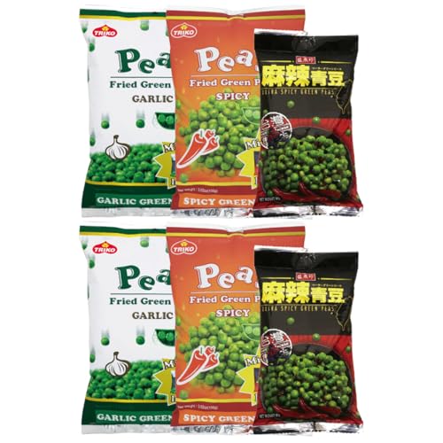 盛香珍 グリーンピース 3種 麻辣 激辛 青豆 マーラー 60g × 2個 ・ スパイシー 100g × 2個 ・ ガーリック 100g × 2個 麻辣 青豆 豆菓子 おつまみ スナック omotenasi賞味期限シールの商品画像（Amazon）