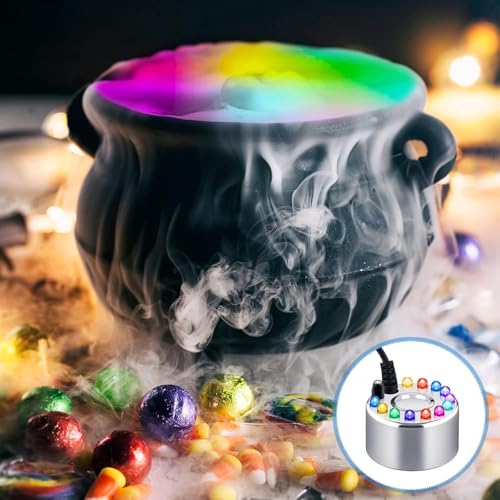 Qcwwy Mister Fogger, 12 LED Mini Nebelmaschine mit Licht Farbwechsel Zimmerbrunnen Nebelmaschine Fogger Zimmerbrunnen Zubehör für Wasserspiel Halloween Weihnachtsfeiertagsdekorationen