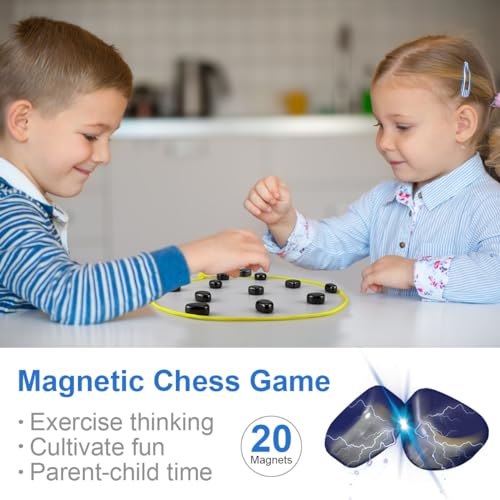 Fasigo MAGNETIC CHESS GAME Chess Game With Stones, Magnetic Chess Game With Rocks, Magnet Game With String, Magnet Chess Game, Puzzle Strategy Games For Kids And Adults thumb #1
