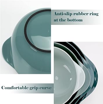 BoxedHome Mixing Bowls with Easy Pour Spout, Non-Slip Base, Large 4.3L, 3.3L, 2.3L, 1.6L, Nesting Salad Bowls for Kitchen Storage, BPA-Free, Dishwasher & Microwave Safe, Ideal for Baking, Green Ombre