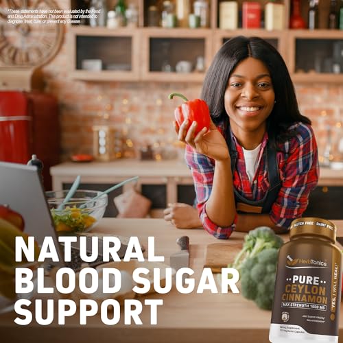 Herbtonics Pure Ceylon Cinnamon Capsules | Immune System, Healthy Weight Management | Non-GMO, Gluten Free | 1500 Mg - 120 Capsules