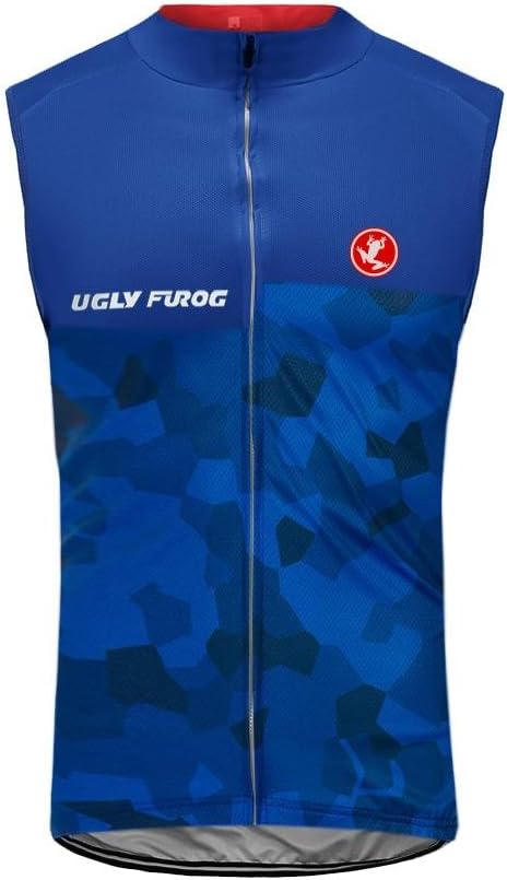 UGLY FROGMen's Cycling Sleeveless Jersey Biking Racing Top Vest with Rear 3 Pockets