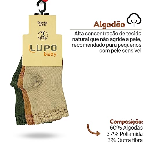 Kit 09 Pares de Meias Infantil Lupo Cano Curto Soquete Baby | Kit Menino | 0 a 4 Meses