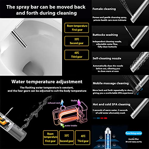 Perfectbot Modern Elongated White Intelligent Smart Toilet, One-Piece Dual Flush Toilet With Comfort Height Toilet Warm Dryer,Automatic Energy Saving System,Bidet Seat W/Remote Control-111V #TOP3