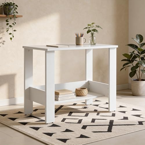 Green Soul Indus Study Table| 𝖨𝖲-𝟥𝟢𝟪𝟩 Complaint Engineered Wood| Compact Design|Hidden Book Shelf|Computer Table for Home PC|Writing Desk for Adults & Students | 90cm Wide|1 Yr Warranty - White
