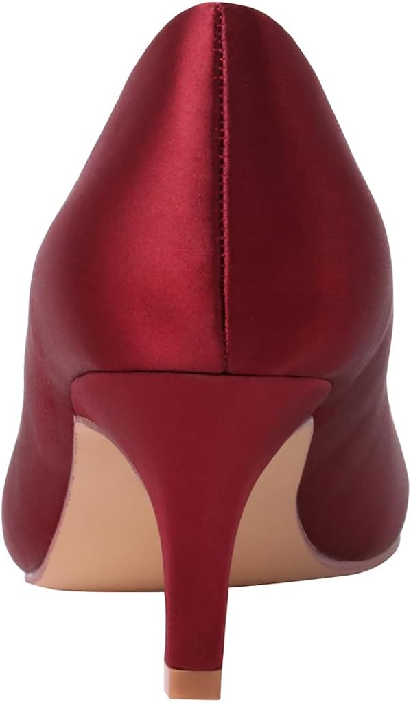 ERIJUNOR E1492D Women Pumps Kitten Heel Lace Satin Brooch Evening Prom Wedding Shoes