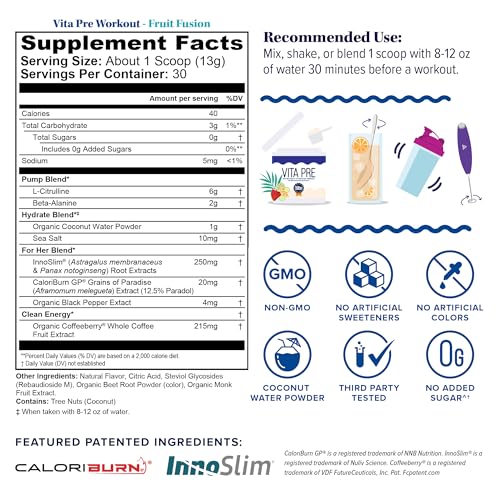 Image of Pre-Workout Hydration Powder for Women Clean Energy & Endurance, L-Citrulline, Beta-Alanine, Organic Coffeeberry with Zero Sugar Coconut Water & Sea Salt Paradise Punch Flavored