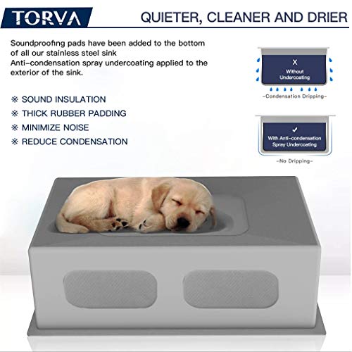 Bar Sink, Torva 15 X 17 Inch Undermount Kitchen Sink, 16 Gauge Stainless Steel Wet Bar Or Prep Sinks Single Bowl, Fits 18" Cabinet #TOP5