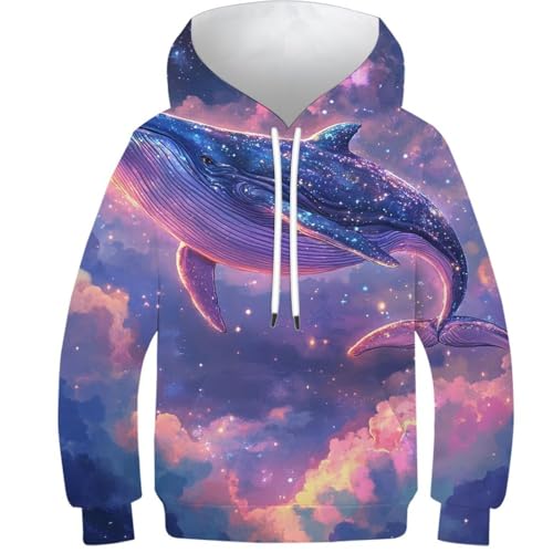 Sweat à capuche baleine 3D idéal pour le collège en hiver