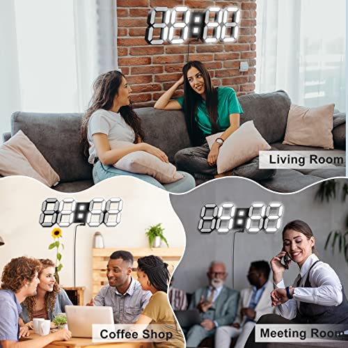 Aloom 3D Led Alarm Clock, Teen Wall Clock - Remote Control, Auto Brightness, Cool Lights And Black Frame - Perfect For Living Room, Bedroom And Office - Corded Electric - 15 Inch #TOP5