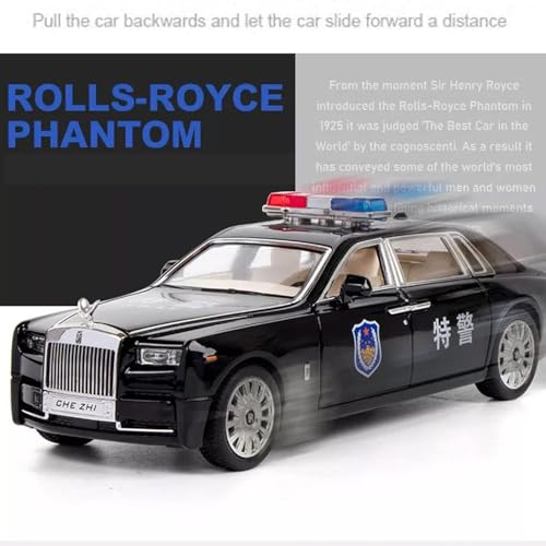 Image of LONGMIRE Metal Pull Back Diecast Car Pull Back Model with Sound Light Boys Gifts Toys for Kids Pack of 1, Multicolor (RR Phantom Police)