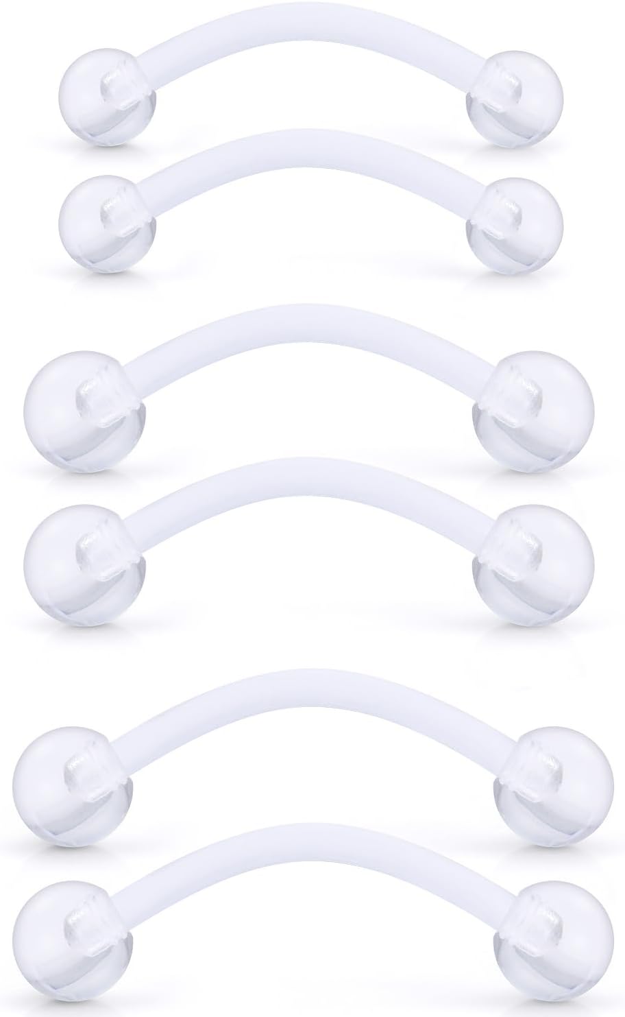 Lcolyoli Plastic Snake Eyes Piercing Jewelry Tongue Ring 14G Clear Frog Eyes Tongue Rings Bar Length 12mm 14mm 16mm Curved Barbell Retainer Pregnancy Belly Rings for Women